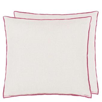 Подушка CCDG1476, Brera Lino, Alabaster with Fuchsia overlocked edge, Designers Guild 43 x 43см 